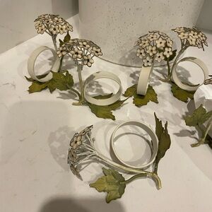 Floral Napkin Rings with Green Leaves